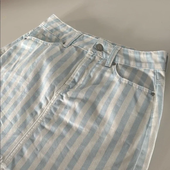 Pacsun Striped Blue and White Denim Mini Skirt - Picture 3 of 11